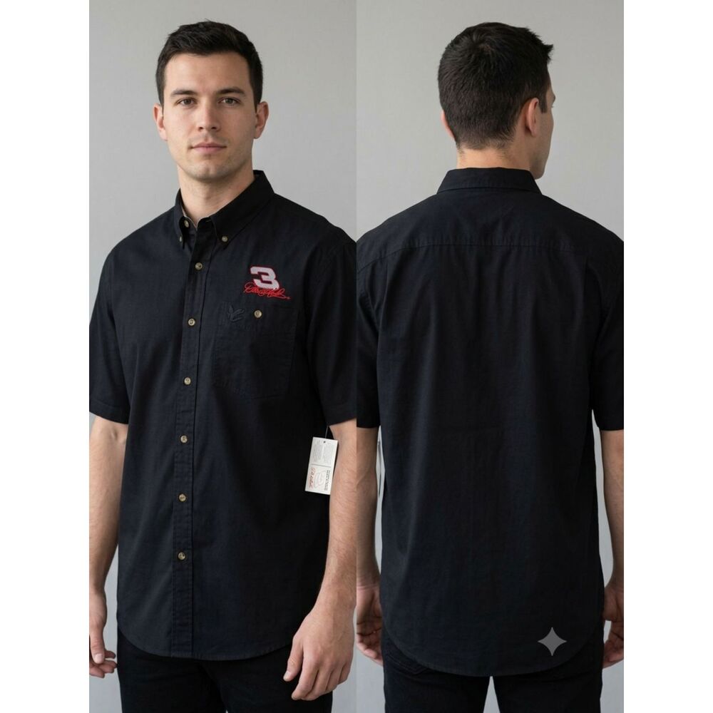 Dale Earnhardt Mens Short Sleeve Button Up Shirt Racing Nascar #3 2XL (RH#27)